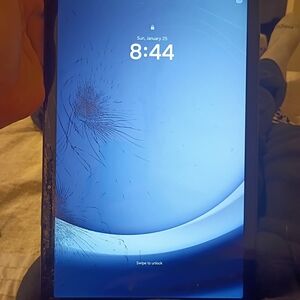 Samsung Black Tablet A9+ with  Cracked Screen Still Operating Well